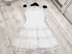 極美品◇フォクシー 花柄刺繍ワンピース ドレス ふんわりボリューム 白
