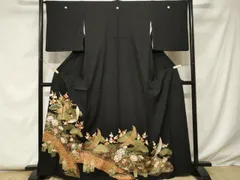 平和屋着物■豪華黒留袖　飛鶴渡り橋松梅花文　金彩　正絹　逸品　CABF9217ev