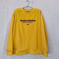 海外古着 ストリート ワッペン刺繍 長袖 スウェット イエロー HIPHOP 