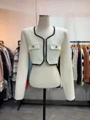 Vince (ヴィンス) ショルダーパッド ツイード レイ バイカラー ジャケットのサムネイル