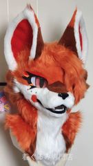 ファースーツ 着ぐるみセット 青 黄色 キツネ ケモノ ファースーツ 全
