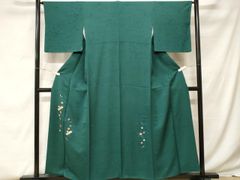 ☆専用☆美品 訪問着 京友禅 手描き友禅 千歳緑 葵 飛び鶴 身丈164cm
