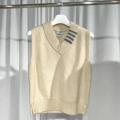 CELINE ノースリーブカシミヤ100% ニット トリンオフ ベスト ホワイト 