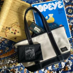 Porter ポーターガール ブラック ホワイト バイカラー スティッチ ロゴ ボーター トートバッグ ショルダーバッグ