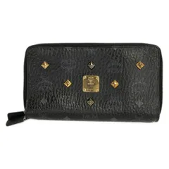 MCM(エムシーエム) 長財布 - 黒×ゴールド ラウンドファスナー/スタッズのサムネイル