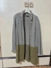 バイカラー カーディガン ロング丈