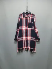 裾 POINT CHECK ロング シャツ