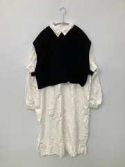 AMERICAN HOLIC アメリカンホリック シャツワンピース L ホワイト コットン ニット 無地 長袖 ミモレ・半端丈
