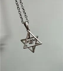 シルバー925 ダンシングストーン ネックレス 六芒星 立体フレーム