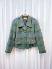 N0712-17☆Yves Saint Laurent チェック柄 ジャケット - メルカリ