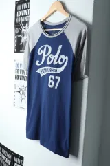 (XL) ポロ ラルフローレン 半袖 Tシャツ ラグラン ネイビー ロゴ-1420E