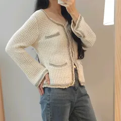 (40)mur e coeur 日本 レディース ツイード 長袖 カーディガン J4M2606
