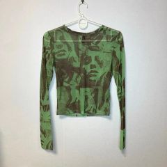 PAMM グラフィックプリント ガーゼトップス　長袖　フリー　グリーン PAMM グラフィックプリント ガーゼトップス 長袖 フリー グリーン