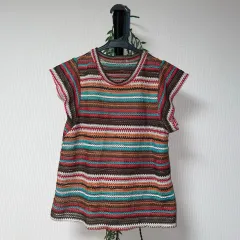 ヴィンテージ マルチ ストライプ ニット 半袖Tシャツ