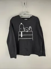 ザラ L レディース SNOOPY 起毛 スウェット Tシャツ ブラック