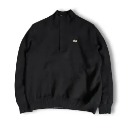 ラコステ ブラック ニット ハーフジップ 長袖 Tシャツ 4