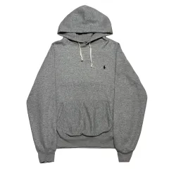 L POLO RALPH LAUREN ブラック ポニー グレー 起毛 フーディー