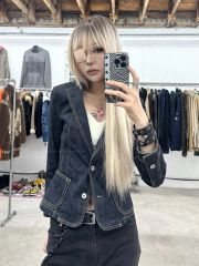 BERSHKA ダークグレー デニム ナポレオンスタイル ジャケット S - メルカリ