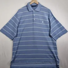 L (100) ポロラルフローレン ゴルフ ストライプ スカイブルー PK 半袖Tシャツ