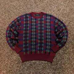 100 YVES SAINT LAURENT イヴ・サンローラン アーガイル パータン ニット