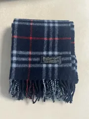 正規品 BURBERRY バーバリー ラムウール 100 マフラー ネイビー チェック