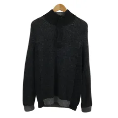 ダナキャランニューヨーク DKNY セーター ニット プルオーバー ハイネック ハーフジップ メランジ ウール 長袖 XL グレーのサムネイル