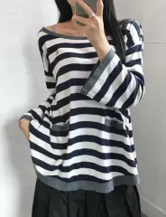 BURBERRY バーバリー ブルーレーベル ボーダー柄 ポケット ボートネック スリーブ