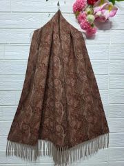 新品】ラエフ 柔らかいレーヨン100% 大判ストール ペイズリー 茶 白 春 