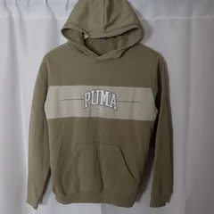 (^w^)b 美品 プーマ PUMA パーカー 160 カーキ オリーブ グリーン 緑 ロゴ ジュニア キッズ レディース 長袖 プルオーバー スポーツウェア スウェット 684061 カジュアル 裏毛 トップス アウトドア OM12294WT
