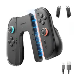 2アクセサリ Cケーブル付・JoyCon 2保護ケース2個セット｜V字型ジョイコン2グリップ・プレイしながら充電・人間工学デザイン・充電式コントローラーホルダー・マグネット式固定・USB ※本製品は電池を内蔵しておらず、USB給電が必要です 2用充電グリップ＋