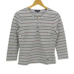 バーバリーロンドン 長袖Ｔシャツ トップス ヘンリーネック ボーダー柄 日本製 レディース 2サイズ グレー BURBERRY LONDON 【中古】のサムネイル