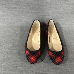 CHANEL チェック柄フラットシューズ - メルカリ