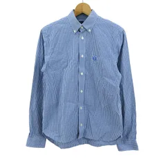 フレッドペリー 長袖シャツ チェック柄 ボタンダウン トップス メンズ Sサイズ ブルー×ホワイト FRED PERRY 【中古】のサムネイル