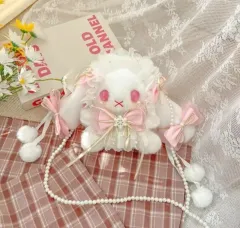 新品 地雷系 量産型 サブカルチャー うさぎ ぬいぐるみ バッグ リボン 装飾 ピンク
