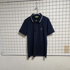 エンポリオアルマーニ 半袖 ポロシャツ【XL】ネイビー 筆記体ロゴ 