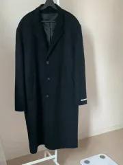 メンズ ブラック ハンドメイド ロング コート