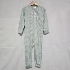 新品) H&M(エイチアンドエム) グリーン ストライプ ボディスーツ キッズ 2-3歳 0910