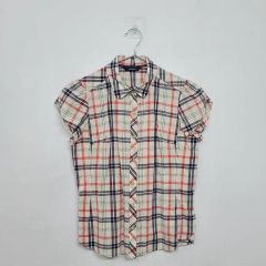 TOMMY HILFIGER ショートスリーブブラウス インド綿リネン混 - メルカリ