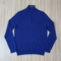 90/ブルー ハーフネック ニット プルオーバー