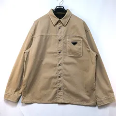 PRADA プラダ トライアングル ロゴ コットン ポリウレタン シャツ ジャケット ベージュ Lサイズ SC696 S232 108Iのサムネイル