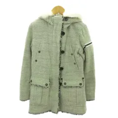 ランバンオンブルー LANVIN en Bleu コート フード フォックスファー ウール ミドル丈 38 グレー系 0918 ■YHS4