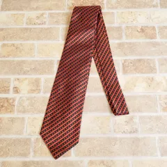 未使用 シャルベ CHARVET ☆ 総柄 総シルク ネクタイ フランス製 レッド系のサムネイル