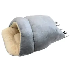 洗える かわいい 暖かい おしゃれ 冬 ハウス ベッド ドーム型 半ドーム ペット 寝袋 猫 布団 犬 もぐる 小型犬 ドーム 柔らか にゃんのおしり ふわふわ STYRIA (グレー)