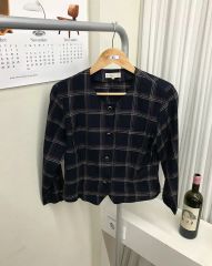 Yves Saint Laurent ヴィンテージ チェック ジャケット金ボタン - メルカリ