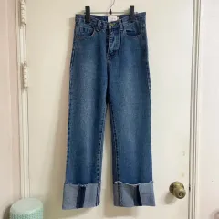 ロールアップハイウエストインディゴデニム (S)