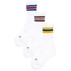 【新品】 [ヘルスニット] キッズ 3Pパックソックス (19-21, 0001配色3本ライン) 0