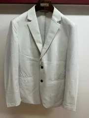 Calvin Klein メンズ アイボリー スーツ セット (新品 ラベル O ジャケット+パンツ)