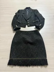 ツイード ブラック ジャケット スカート セットアップ MISSHA