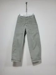 ZARA カーキ色 ワイド ポケット コットン パンツ