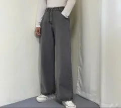 デニム ワイドパンツ グレー